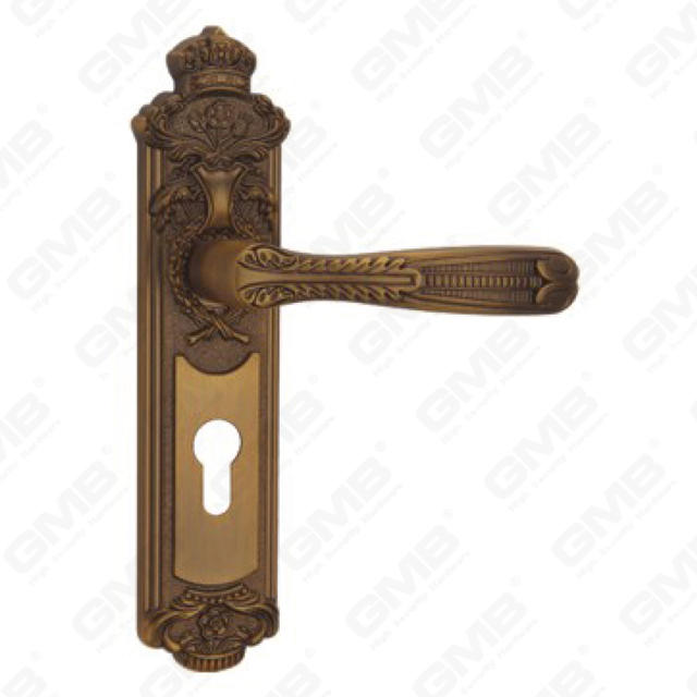 Door Handle Pull Wooden Door Hardware Handle Lock Door Handle on Plate for Mortise Lockset by Zinc Alloy or Steel Door Plate Handle (CM579-C35-DYB)