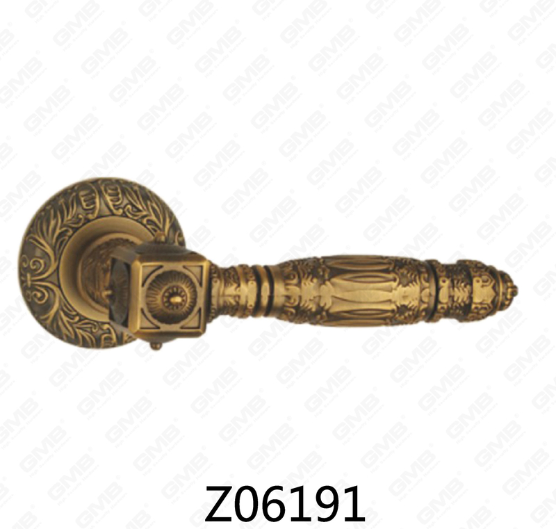 Zamak Zinc Alloy Aluminum Rosette Door Handle with Round Rosette (Z06191)