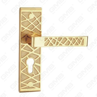 Door Handle Pull Wooden Door Hardware Handle Lock Door Handle on Plate for Mortise Lockset by Zinc Alloy or Steel Door Plate Handle (ZM63645-GPB)