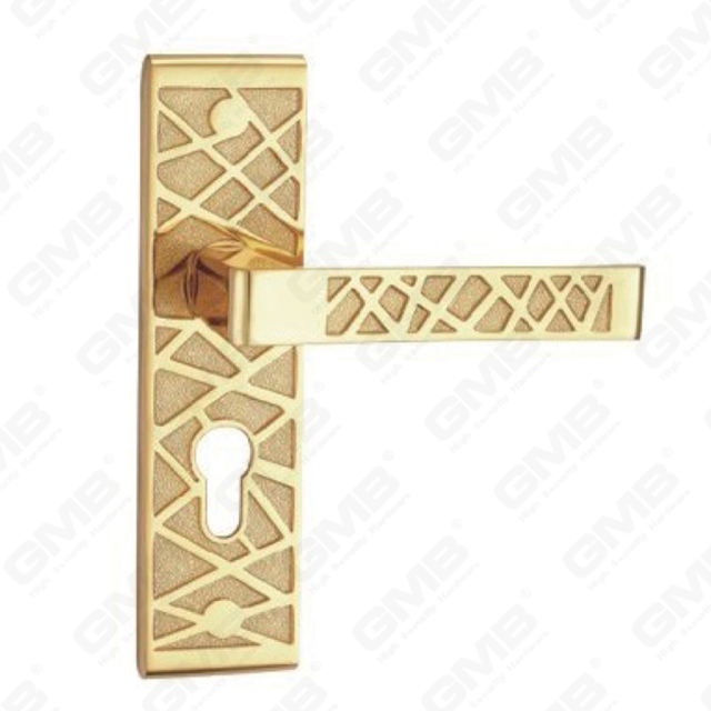 Door Handle Pull Wooden Door Hardware Handle Lock Door Handle on Plate for Mortise Lockset by Zinc Alloy or Steel Door Plate Handle (ZM63645-GPB)