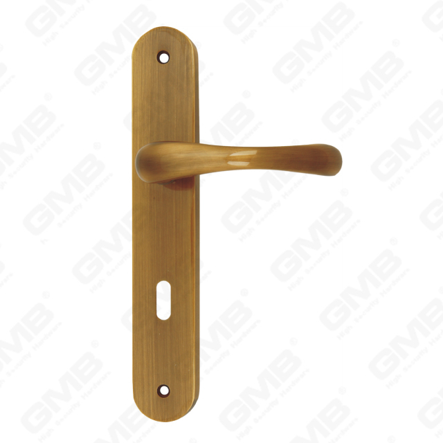 Brass Handles Wooden Door Hardware Handle Lock Door Handle on Plate for Mortise Lockset (B-PM9889-AB)