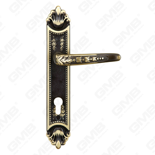 Brass Handles Wooden Door Hardware Handle Lock Door Handle on Plate for Mortise Lockset (B-PM8476L-CF)