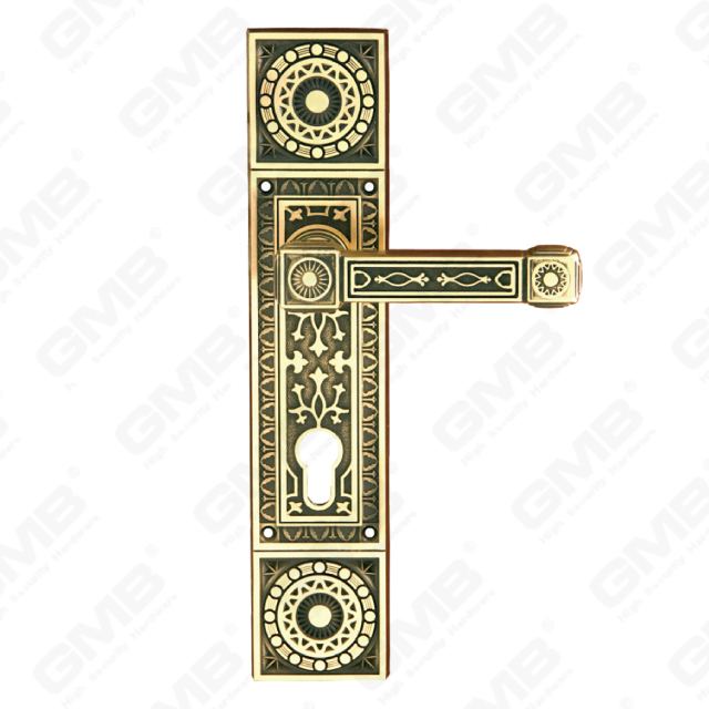 Brass Handles Wooden Door Hardware Handle Lock Door Handle on Plate for Mortise Lockset (B-PM9285M-CF)