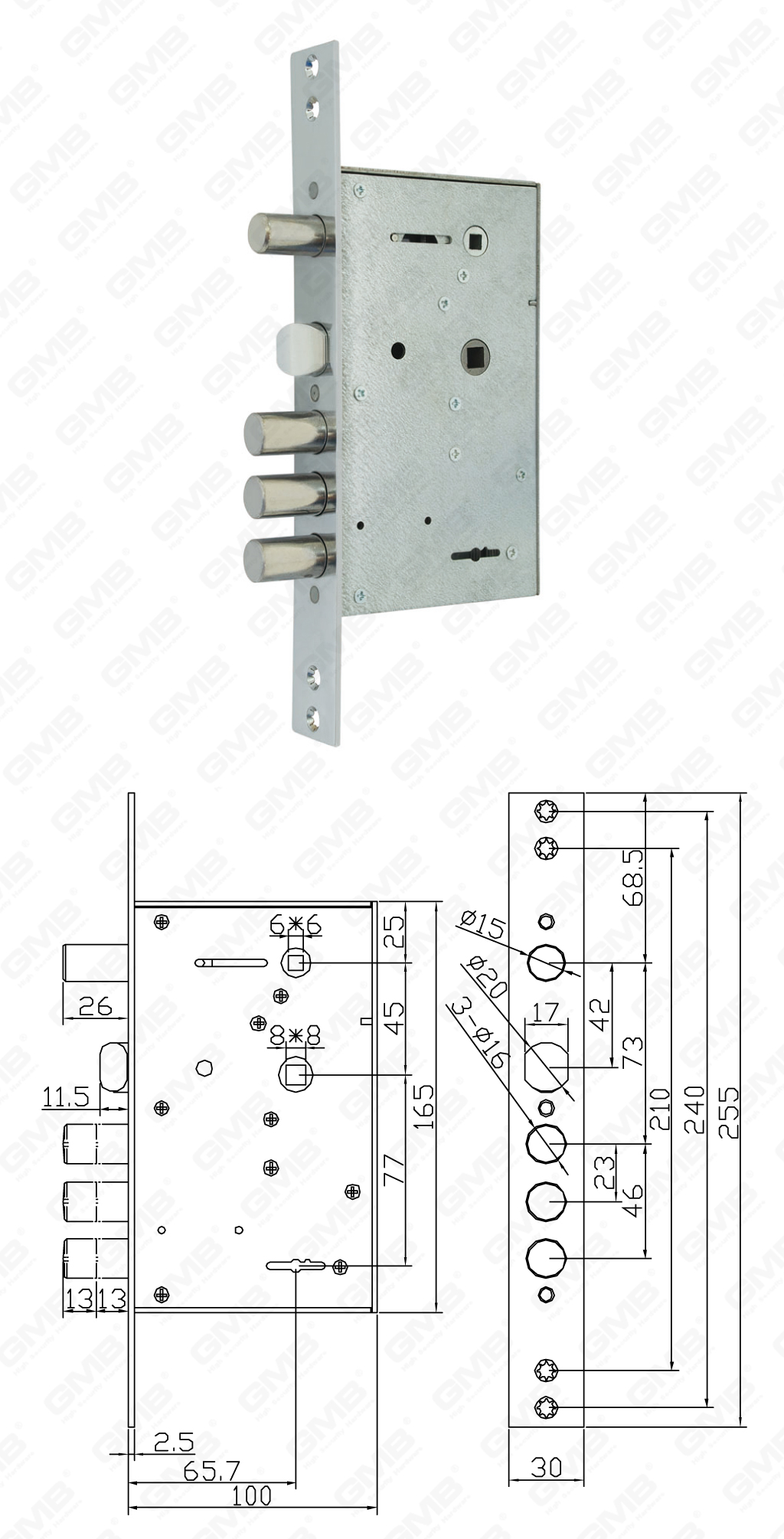 01 High Security Mortise Lock_262RL-1-38