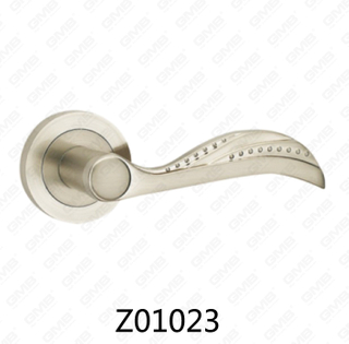 Zamak Zinc Alloy Aluminum Rosette Door Handle with Round Rosette (Z01023)