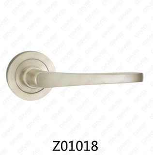 Zamak Zinc Alloy Aluminum Rosette Door Handle with Round Rosette (Z01018)