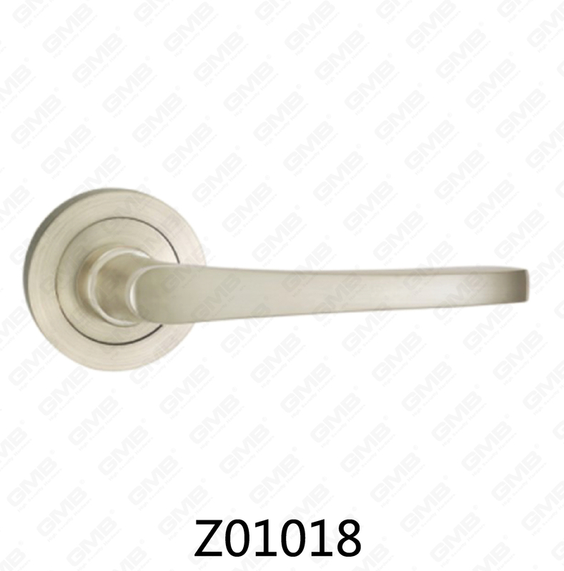 Zamak Zinc Alloy Aluminum Rosette Door Handle with Round Rosette (Z01018)