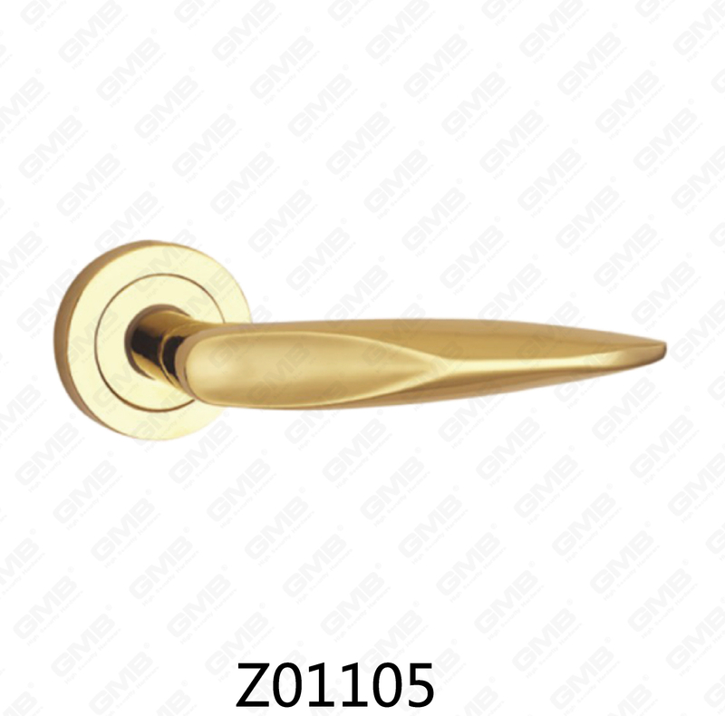 Zamak Zinc Alloy Aluminum Rosette Door Handle with Round Rosette (Z01105)
