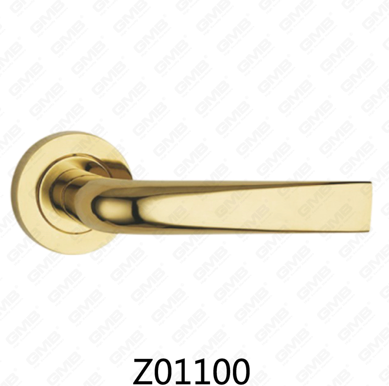 Zamak Zinc Alloy Aluminum Rosette Door Handle with Round Rosette (Z01100)
