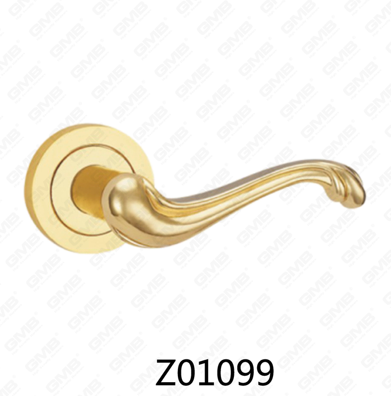 Zamak Zinc Alloy Aluminum Rosette Door Handle with Round Rosette (Z01099)