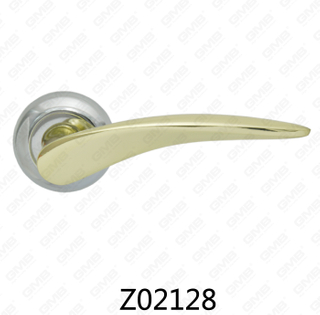 Zamak Zinc Alloy Aluminum Rosette Door Handle with Round Rosette (Z02128)