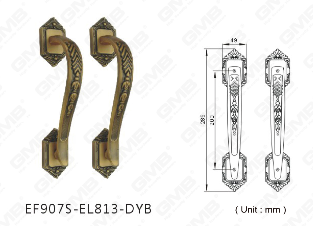 Luxury Outside Door Big Zinc Alloy Classic Pull Handle Surface Treatment Chrome (EF907S-EL813-DYB)