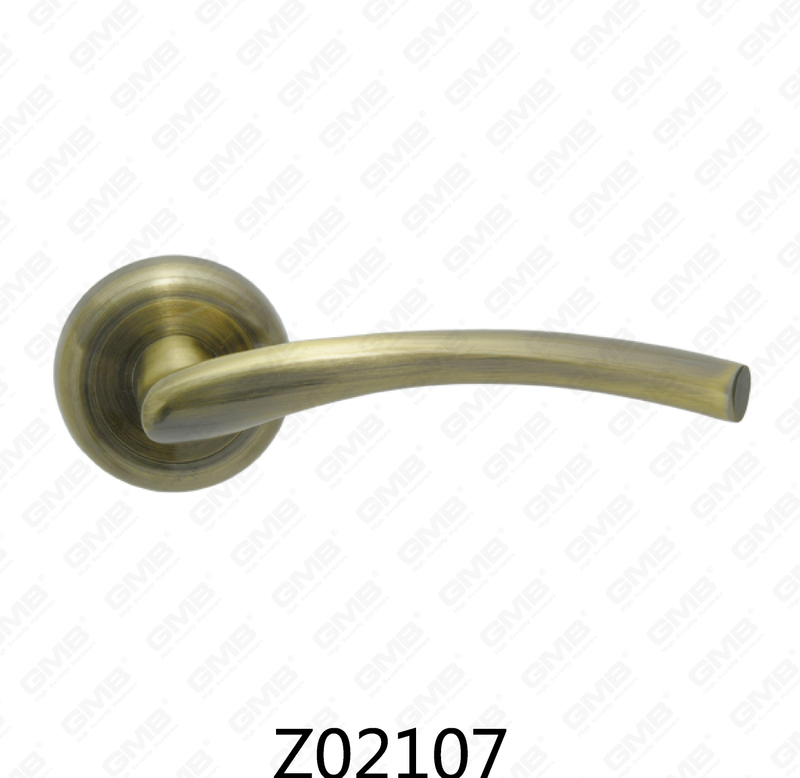 Zamak Zinc Alloy Aluminum Rosette Door Handle with Round Rosette (Z02107)