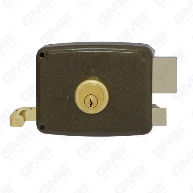Security Nigh Latch Lock Steel Deadbolt key hole Zamak Pull Rod Deadbolt Rim Lock Rim Cylinder Lock (1494-100/120/140)