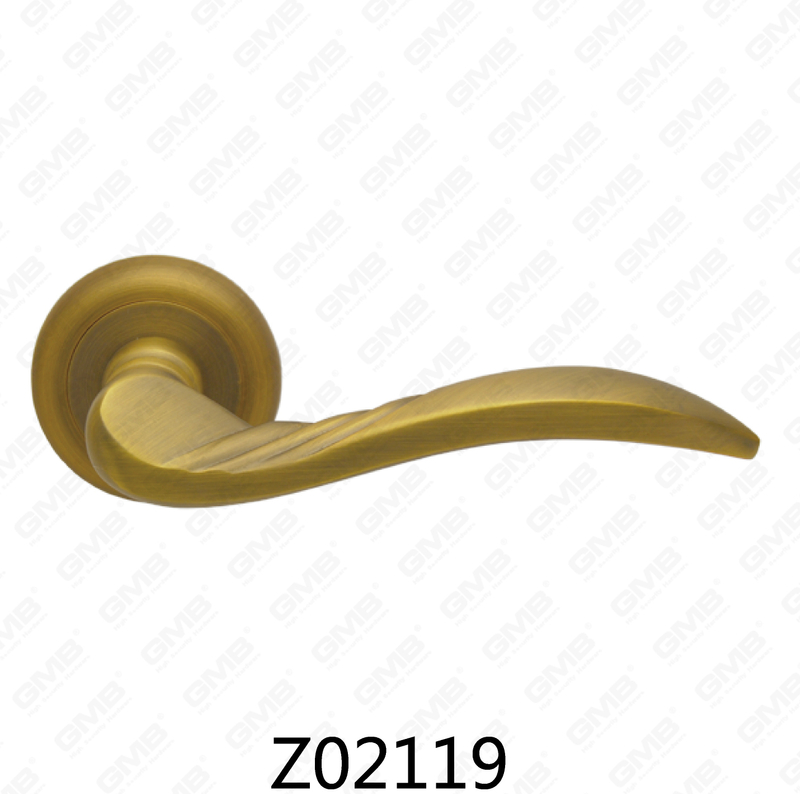 Zamak Zinc Alloy Aluminum Rosette Door Handle with Round Rosette (Z02119)