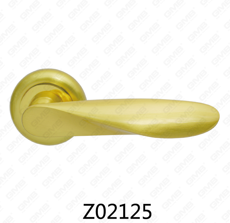 Zamak Zinc Alloy Aluminum Rosette Door Handle with Round Rosette (Z02125)