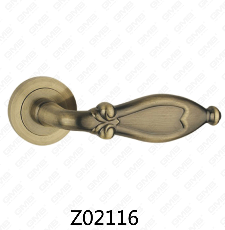 Zamak Zinc Alloy Aluminum Rosette Door Handle with Round Rosette (Z02116)
