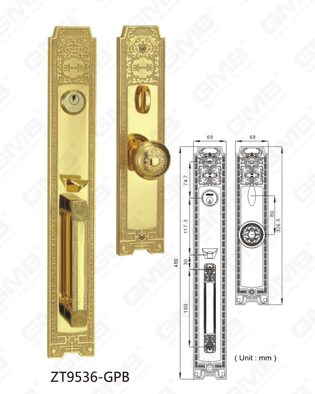 01 Zinc Alloy Outside Villa Door Handle_ZT9536-GPB-12