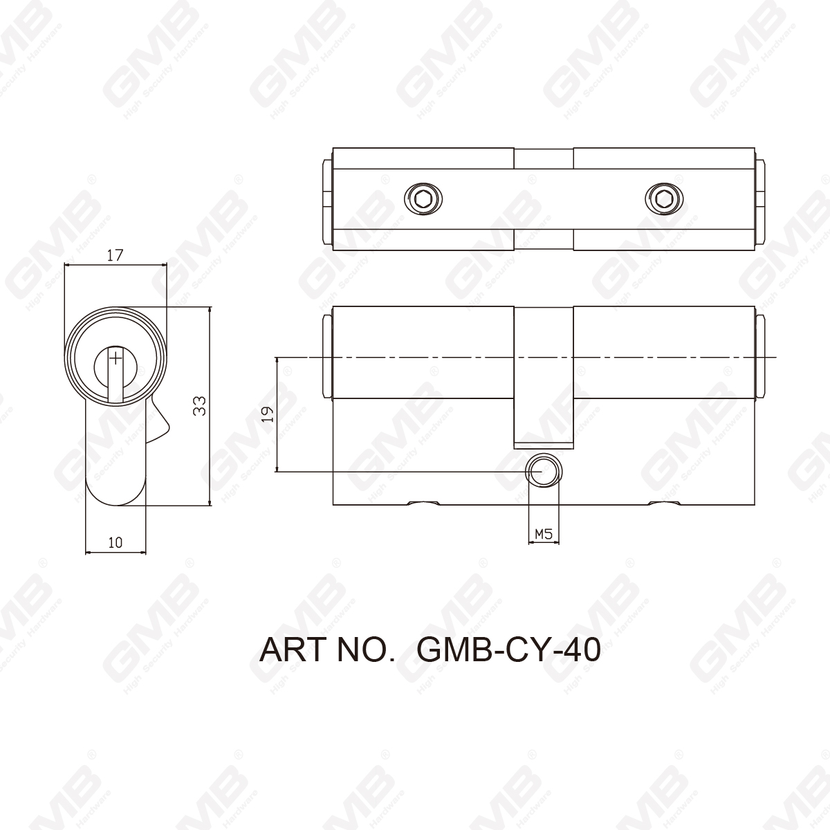 High Precision Euro Cylinder with 3 rows GMB-CY-40 -07