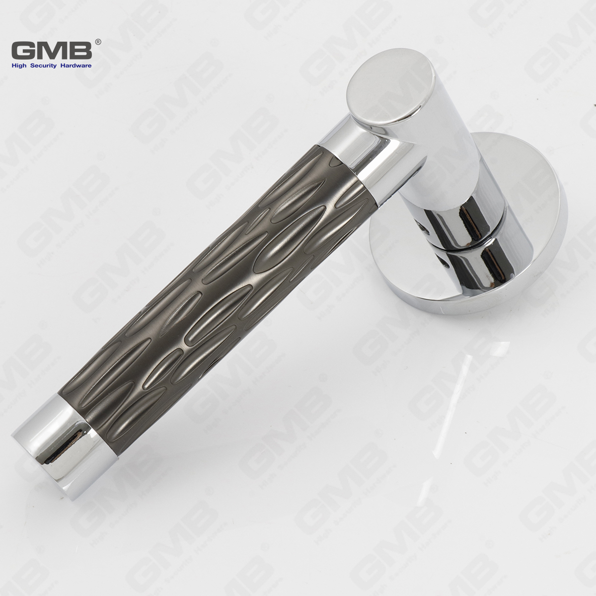 Modern Simple Solid Zinc Alloy Split Door Lock Handle on Round Rosette（Z062413）