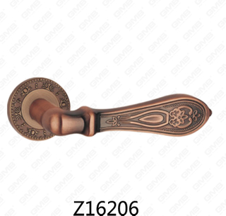 Zamak Zinc Alloy Aluminum Rosette Door Handle with Round Rosette (Z16206)