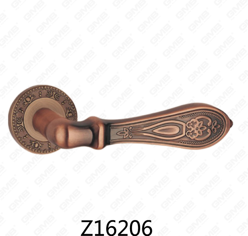 Zamak Zinc Alloy Aluminum Rosette Door Handle with Round Rosette (Z16206)