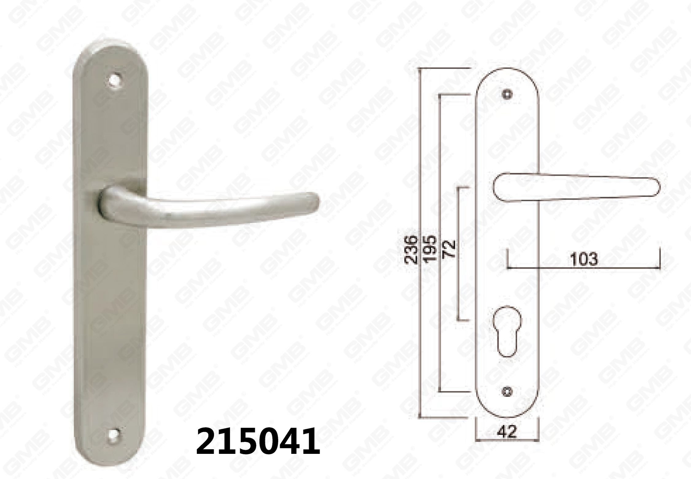 215041Lock Door Handle on Plate for Mortise 