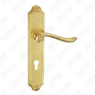 Door Handle Pull Wooden Door Hardware Handle Lock Door Handle on Plate for Mortise Lockset by Zinc Alloy or Steel Door Plate Handle (ZL903-Z78-GPB)