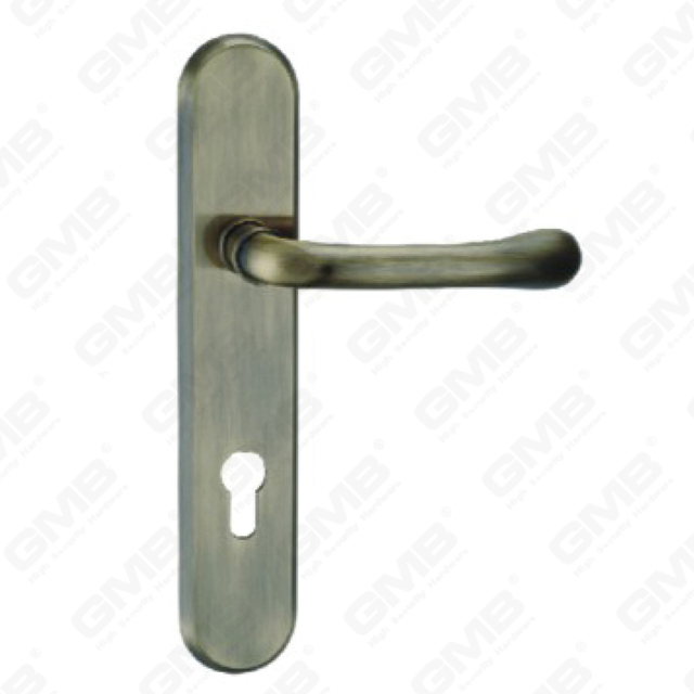 Door Handle Pull Wooden Door Hardware Handle Lock Door Handle on Plate for Mortise Lockset by Zinc Alloy or Steel Door Plate Handle (L860-R52-DAB)