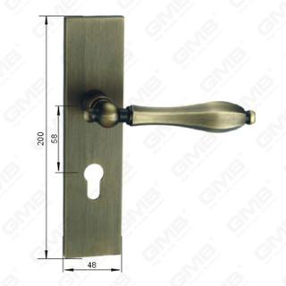 Door Handle Pull Wooden Door Hardware Handle Lock Door Handle on Plate for Mortise Lockset by Zinc Alloy or Steel Door Plate Handle (ZM581-E02-DAB)