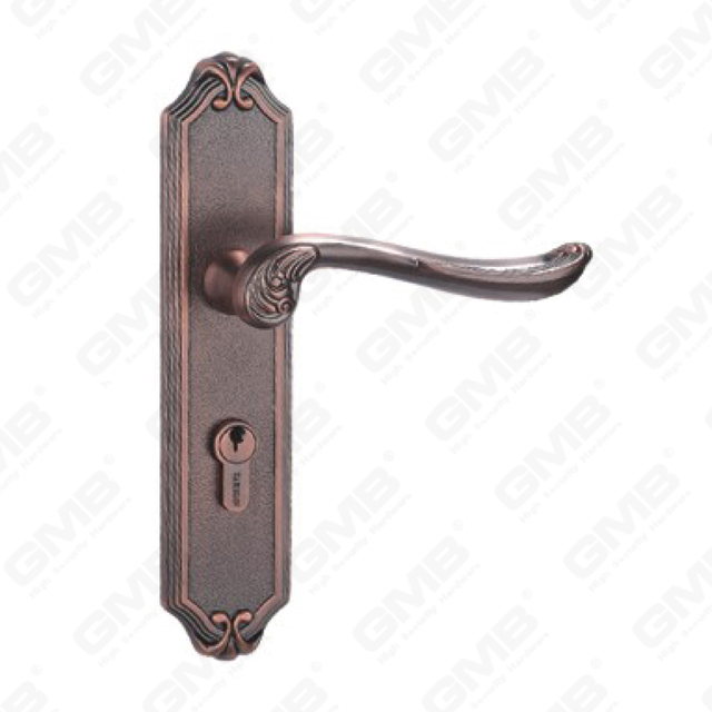 Door Handle Pull Wooden Door Hardware Handle Lock Door Handle on Plate for Mortise Lockset by Zinc Alloy or Steel Door Plate Handle (ZM40378-DAC)