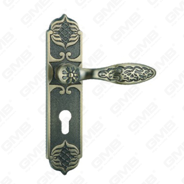Door Handle Pull Wooden Door Hardware Handle Lock Door Handle on Plate for Mortise Lockset by Zinc Alloy or Steel Door Plate Handle (ZM46192-DAB)