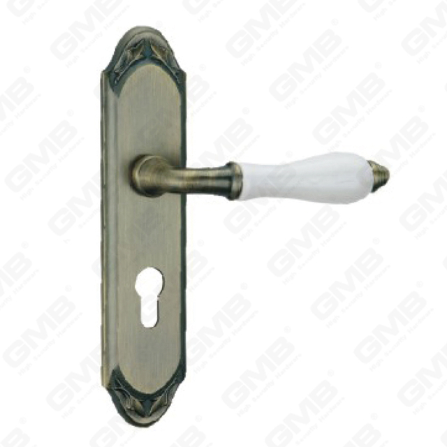 Door Handle Pull Wooden Door Hardware Handle Lock Door Handle on Plate for Mortise Lockset by Zinc Alloy or Steel Door Plate Handle (ZM465110-DAB)