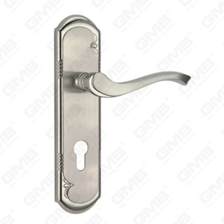Door Handle Pull Wooden Door Hardware Handle Lock Door Handle on Plate for Mortise Lockset by Zinc Alloy or Steel Door Plate Handle (CA432-C13-K)