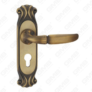Door Handle Pull Wooden Door Hardware Handle Lock Door Handle on Plate for Mortise Lockset by Zinc Alloy or Steel Door Plate Handle (CA457-C01-DYB)