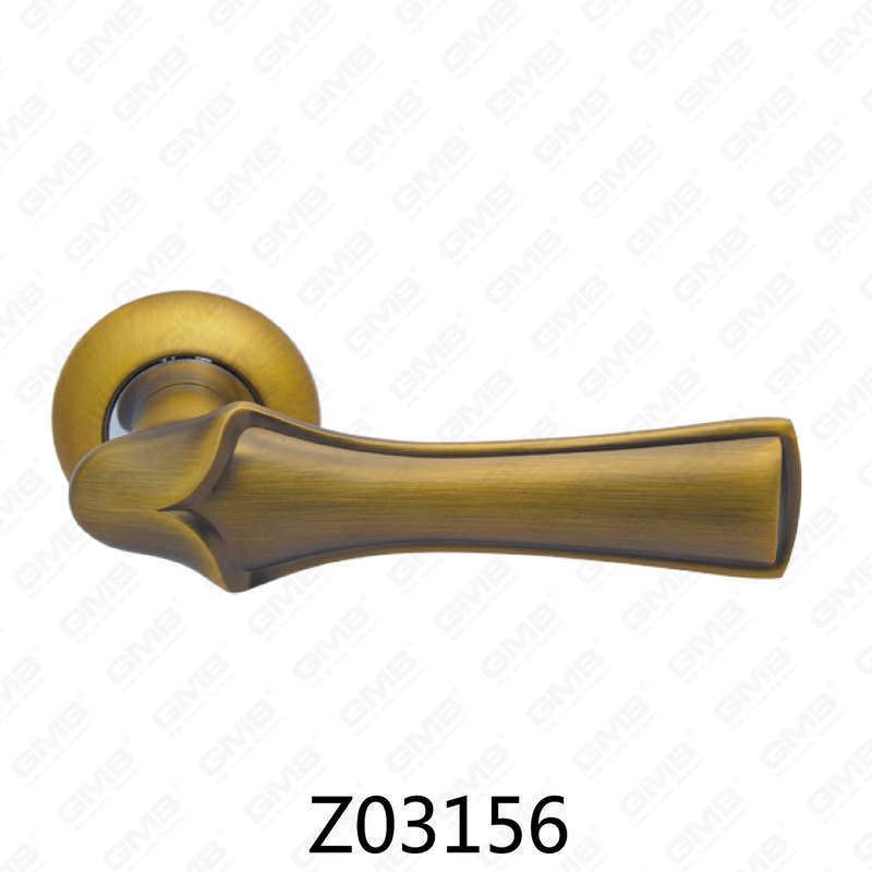 Zamak Zinc Alloy Aluminum Rosette Door Handle with Round Rosette (Z02156)