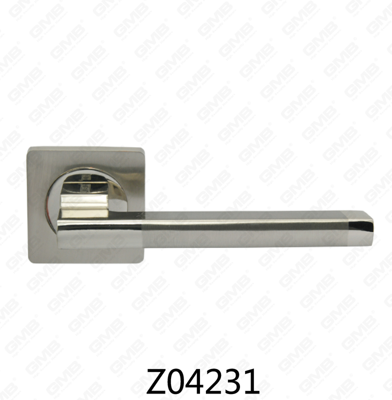 Zamak Zinc Alloy Aluminum Rosette Door Handle with Round Rosette (Z04231)