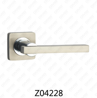 Zamak Zinc Alloy Aluminum Rosette Door Handle with Round Rosette (Z04228)