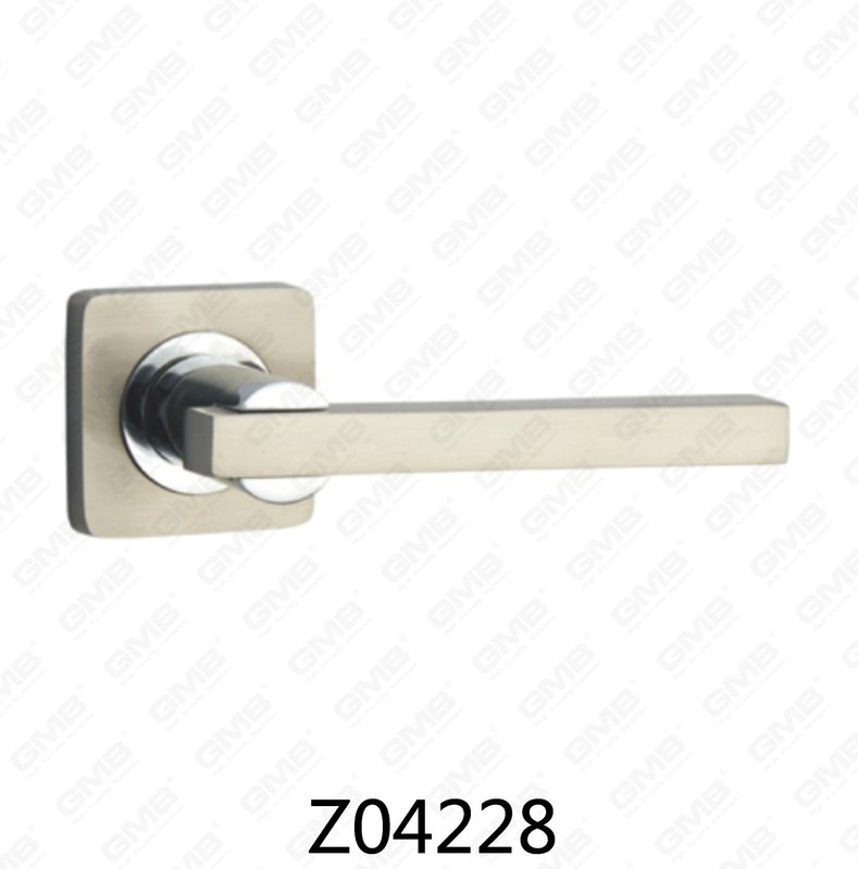 Zamak Zinc Alloy Aluminum Rosette Door Handle with Round Rosette (Z04228)