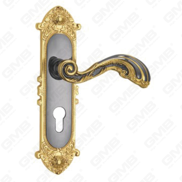 Door Handle Pull Wooden Door Hardware Handle Lock Door Handle on Plate for Mortise Lockset by Zinc Alloy or Steel Door Plate Handle (CM578-C48-KJ)
