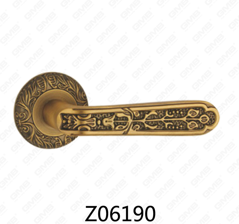 Zamak Zinc Alloy Aluminum Rosette Door Handle with Round Rosette (Z06190)