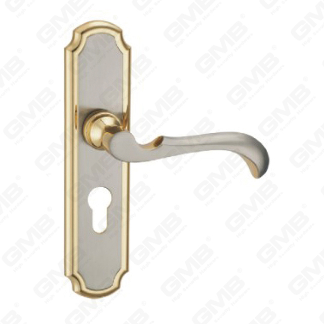 Door Handle Pull Wooden Door Hardware Handle Lock Door Handle on Plate for Mortise Lockset by Zinc Alloy or Steel Door Plate Handle (ZM60708-SN GPB)