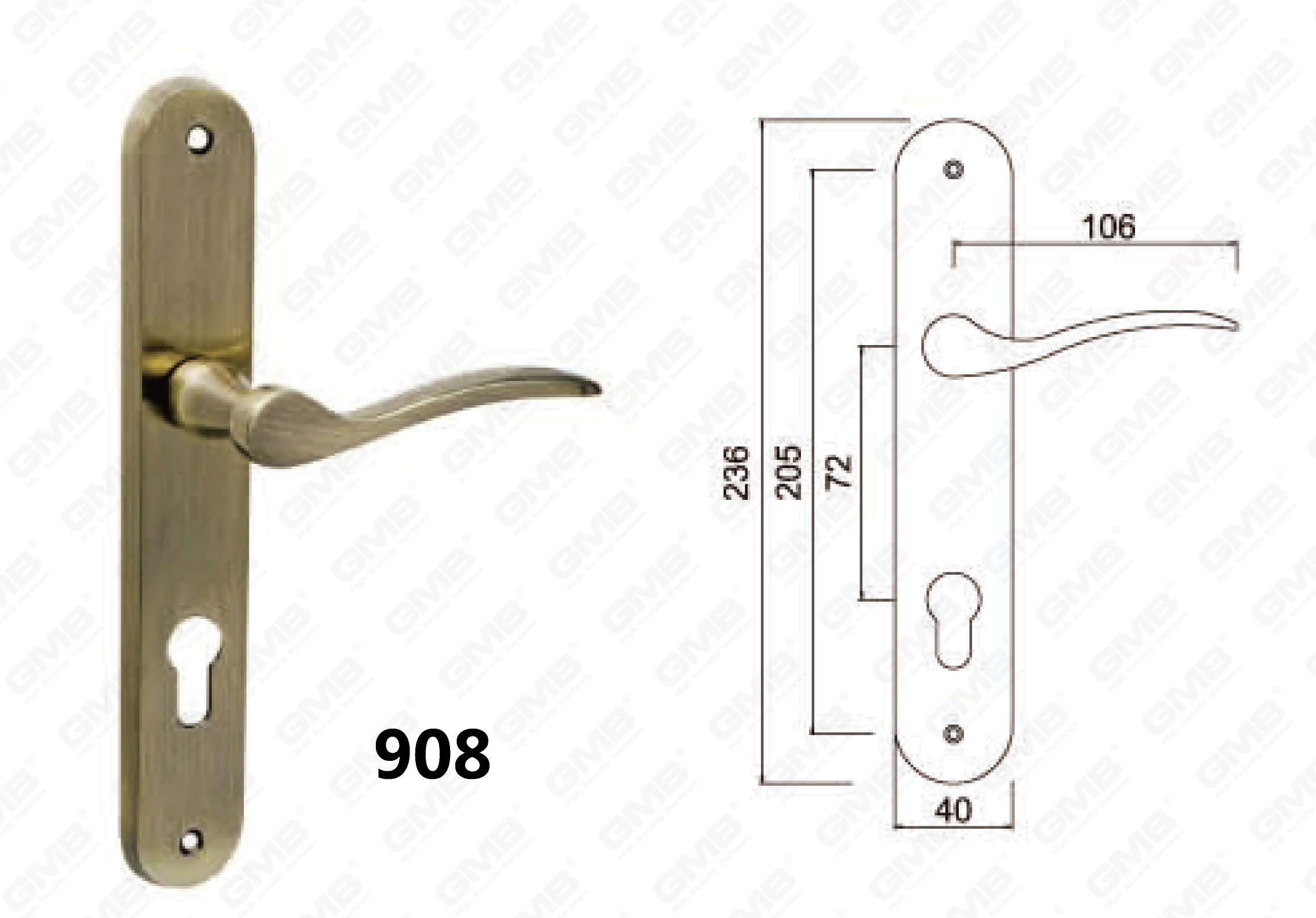  Mortise Lockset by Zinc Alloy Plate Handle