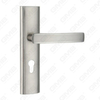 Door Handle Pull Wooden Door Hardware Handle Lock Door Handle on Plate for Mortise Lockset by Zinc Alloy or Steel Door Plate Handle (CM587-C30-K)