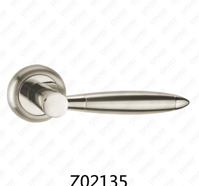 Zamak Zinc Alloy Aluminum Rosette Door Handle with Round Rosette (Z02135)