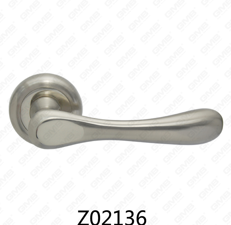 Zamak Zinc Alloy Aluminum Rosette Door Handle with Round Rosette (Z02136)