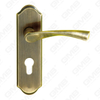 Brass Handles Wooden Door Hardware Handle Lock Door Handle on Plate for Mortise Lockset (B-PM0663-AB)