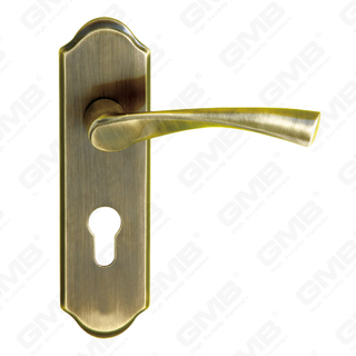 Brass Handles Wooden Door Hardware Handle Lock Door Handle on Plate for Mortise Lockset (B-PM0663-AB)