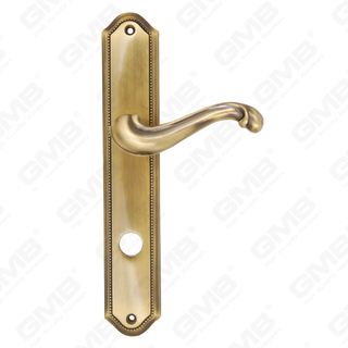 Brass Handles Wooden Door Hardware Handle Lock Door Handle on Plate for Mortise Lockset (B-PM1905-AB)