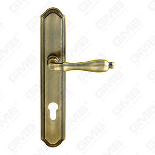 Brass Handles Wooden Door Hardware Handle Lock Door Handle on Plate for Mortise Lockset (B-PM0305-AB)